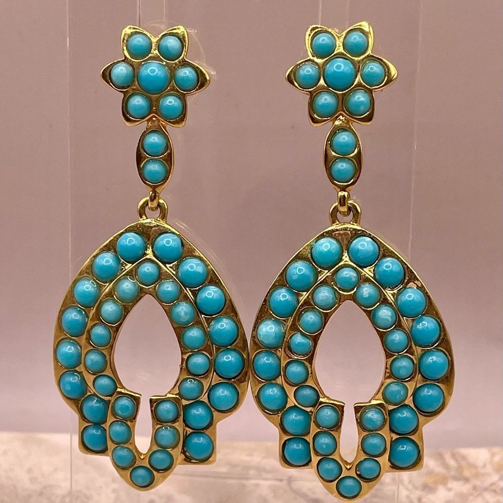 Amrita Singh Gold and Turquoise Teardrop Dangle Earrings